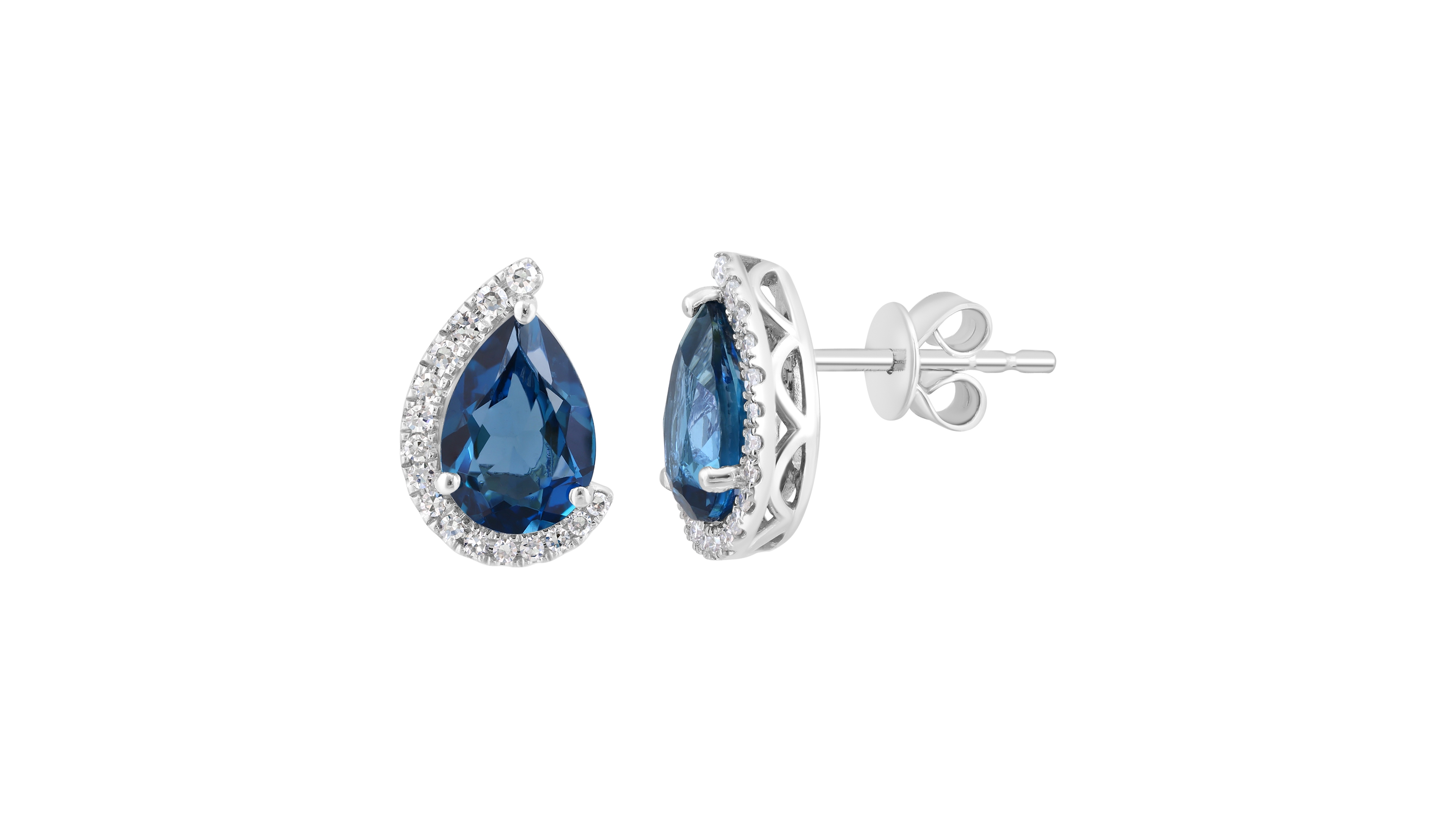 Effy Collection London Blue Topaz (3-1/10 ct. t.w.) & Diamond (1/6 ct. t.w.) Earrings in 14k White Gold