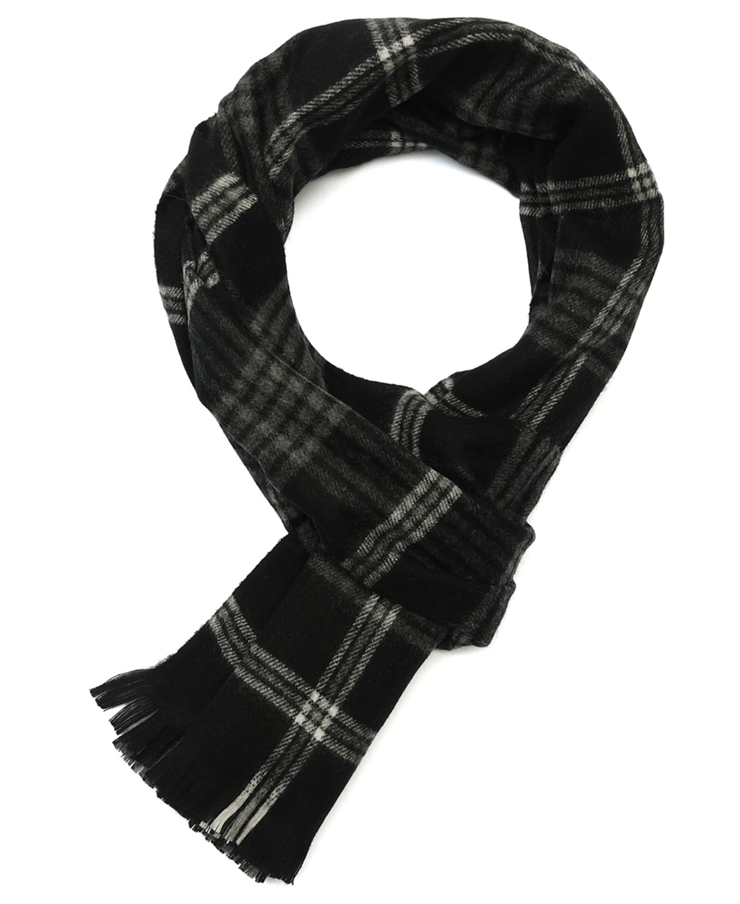 Мужской шарф Tommy Hilfiger Check Plaid Yarn Dye Fringe, цвет: Чёрный — фото 2
