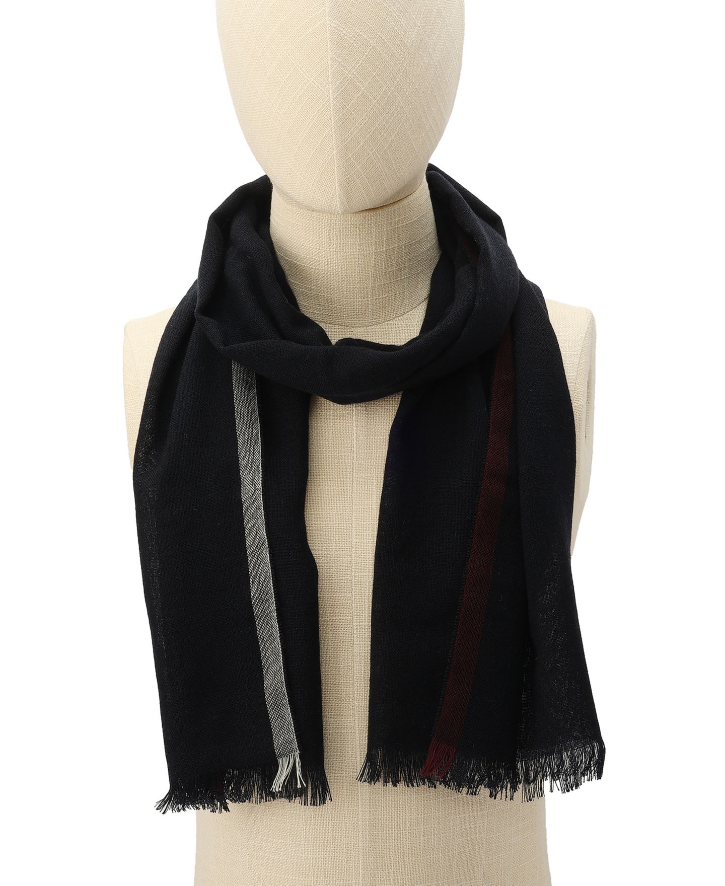 Мужской шарф Tommy Hilfiger Contrast Edge Yarn Dye Striped, цвет: Тёмно-синий — фото 5