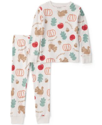 Boys' and Girls' 2T-5T Thanksgiving Long-Sleeve Snug-Fit Pajamas Top and Pants, 2-Piece Set
