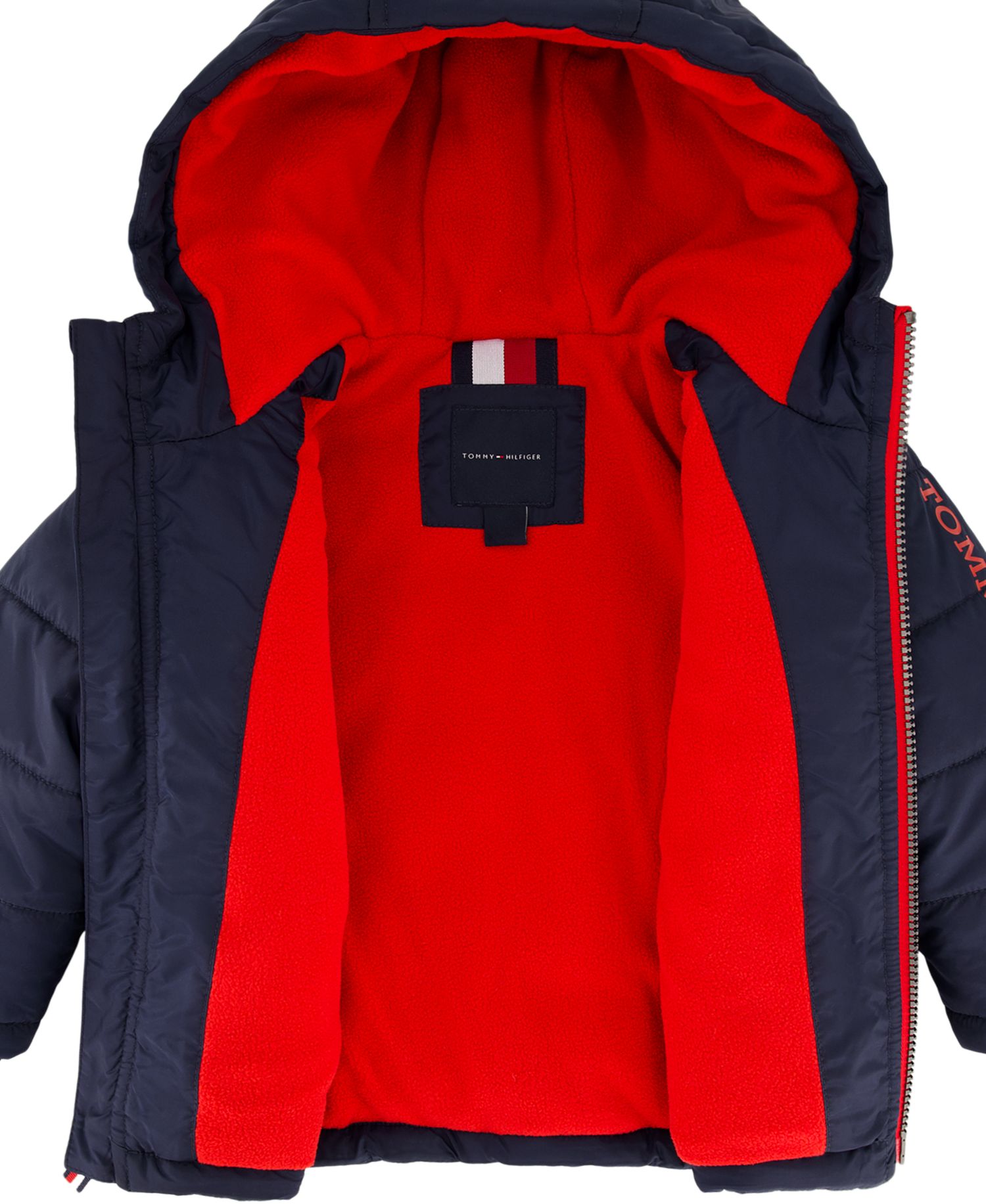 Baby Boys' Hooded Fleece-Lined Sleeve Logo Puffer Jacket