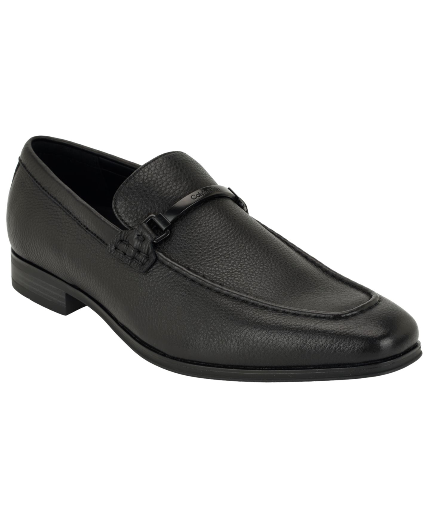 Мужские туфли Calvin Klein Cofern Slip-On Leather Moc-toe Loafer, цвет: Чёрный кожаный — фото 1
