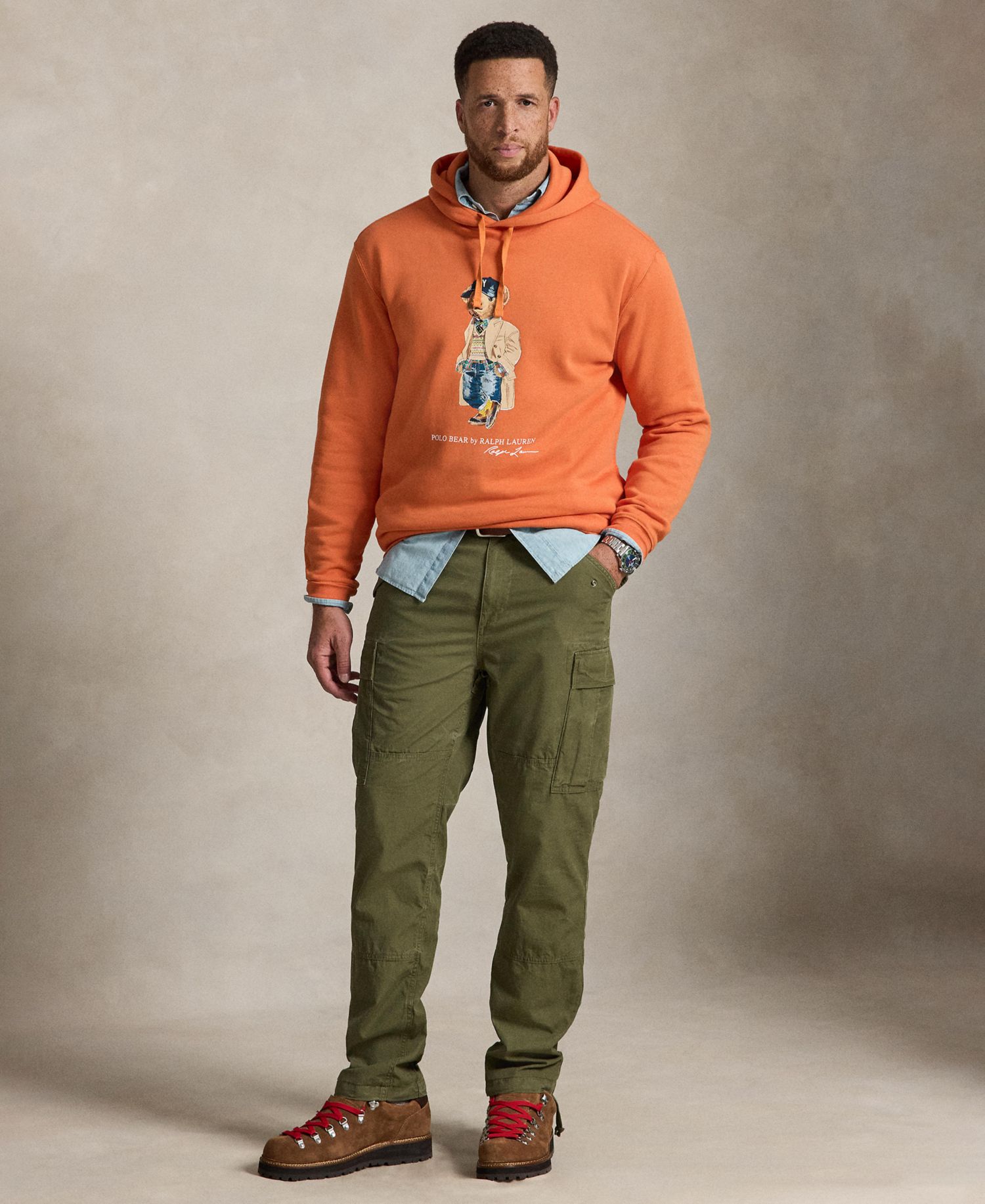 Men's Big & Tall Polo Bear Fleece Graphic Hoodie