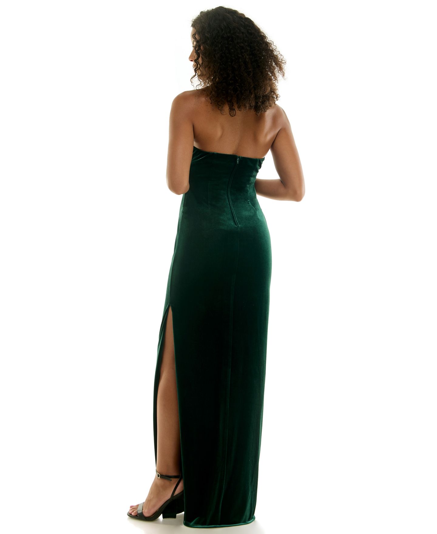Женское платье SENI & CADE Juniors' Velvet Strapless Plunge, цвет: Чёрный — фото 8