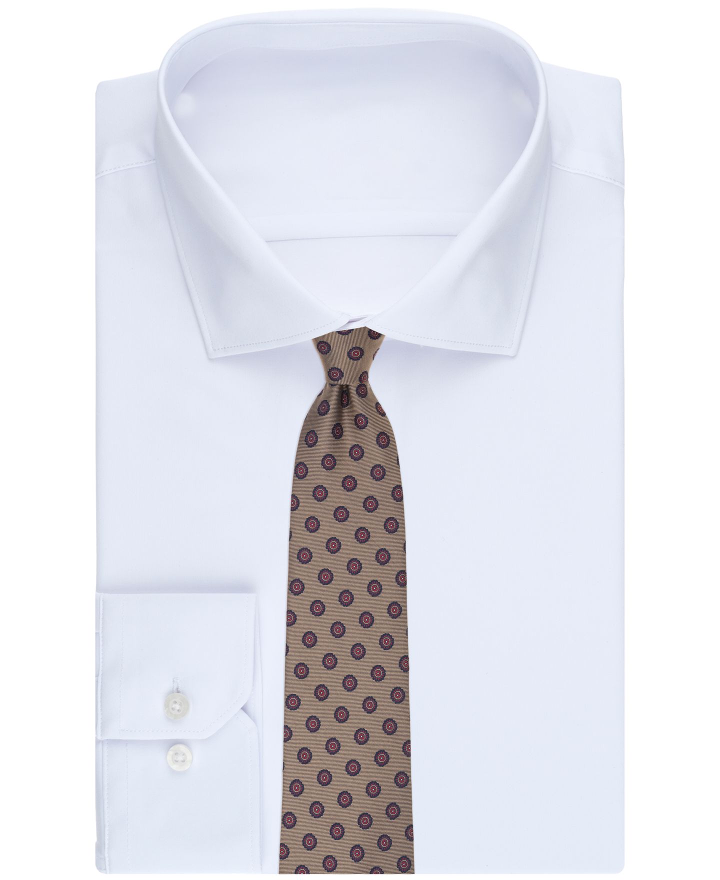 Мужской галстук Brooks Brothers Circle Flower с цветочными медальонами, цвет: Коричневый — фото 3
