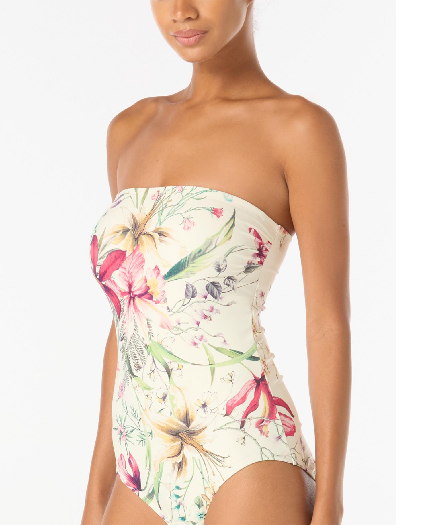 Women's Floral-Print Bandeau One-Piece Swimsuit
