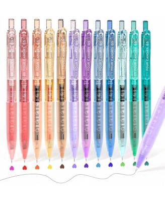 12Pack 0.5mm Quick Dry Retractable Gel Pens, Multicolor 12 Ink, Comfort Grip for School