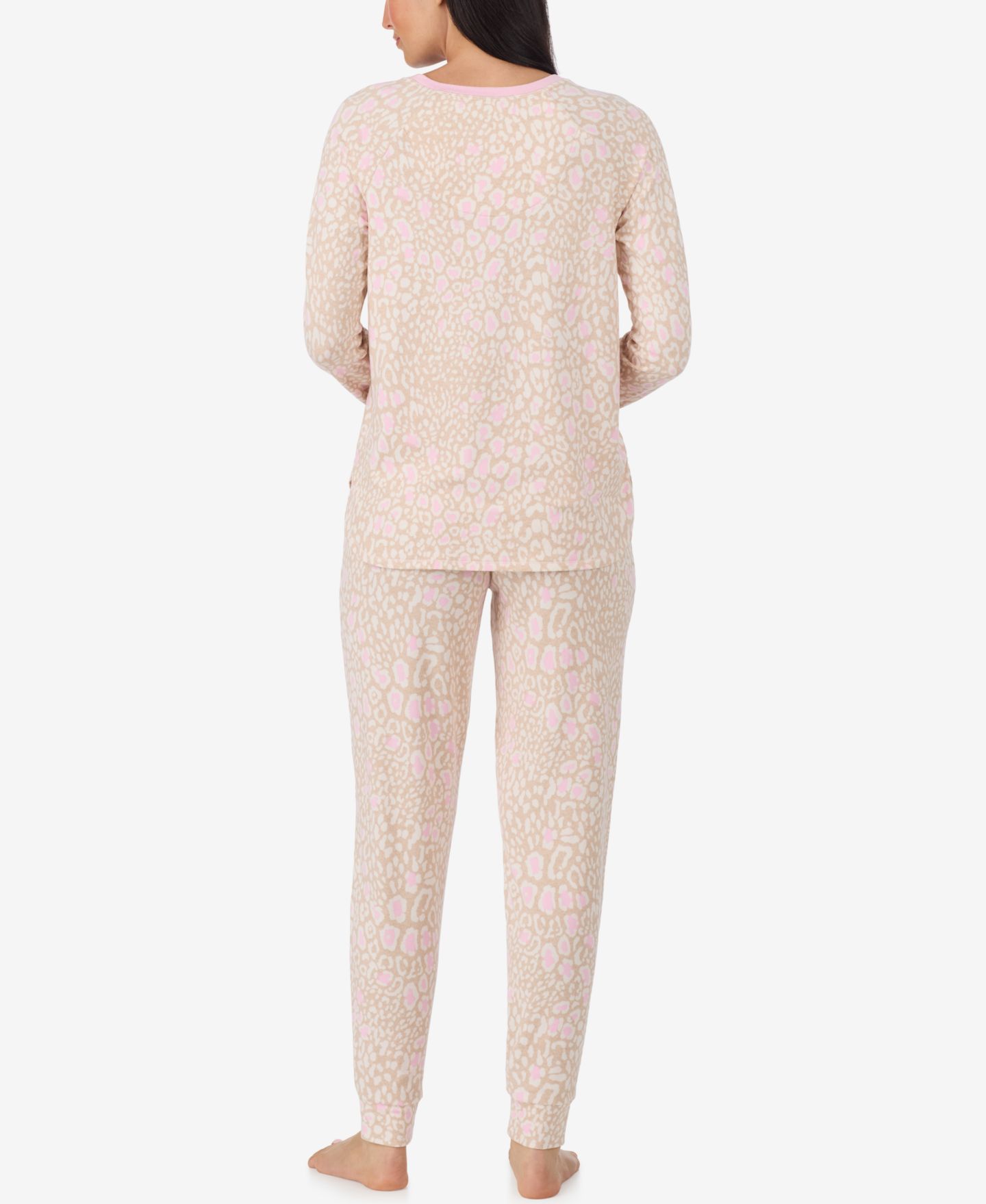 Женский пижамный комплект Cuddl Duds: трикотажный топ с круглым вырезом и брюки, цвет: Бежевый — фото 5