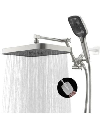 14" Rain Shower Head With Handheld Spray Adjustable Arm 3-Way Diverter