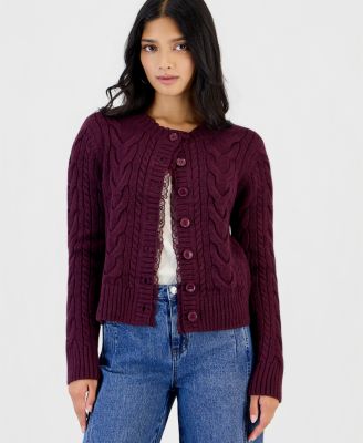 Petite Cable-Knit Crewneck Cardigan