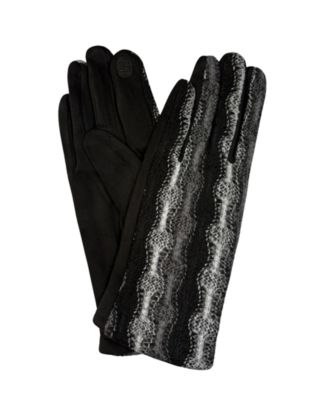 Knit Overlay Suede Gloves
