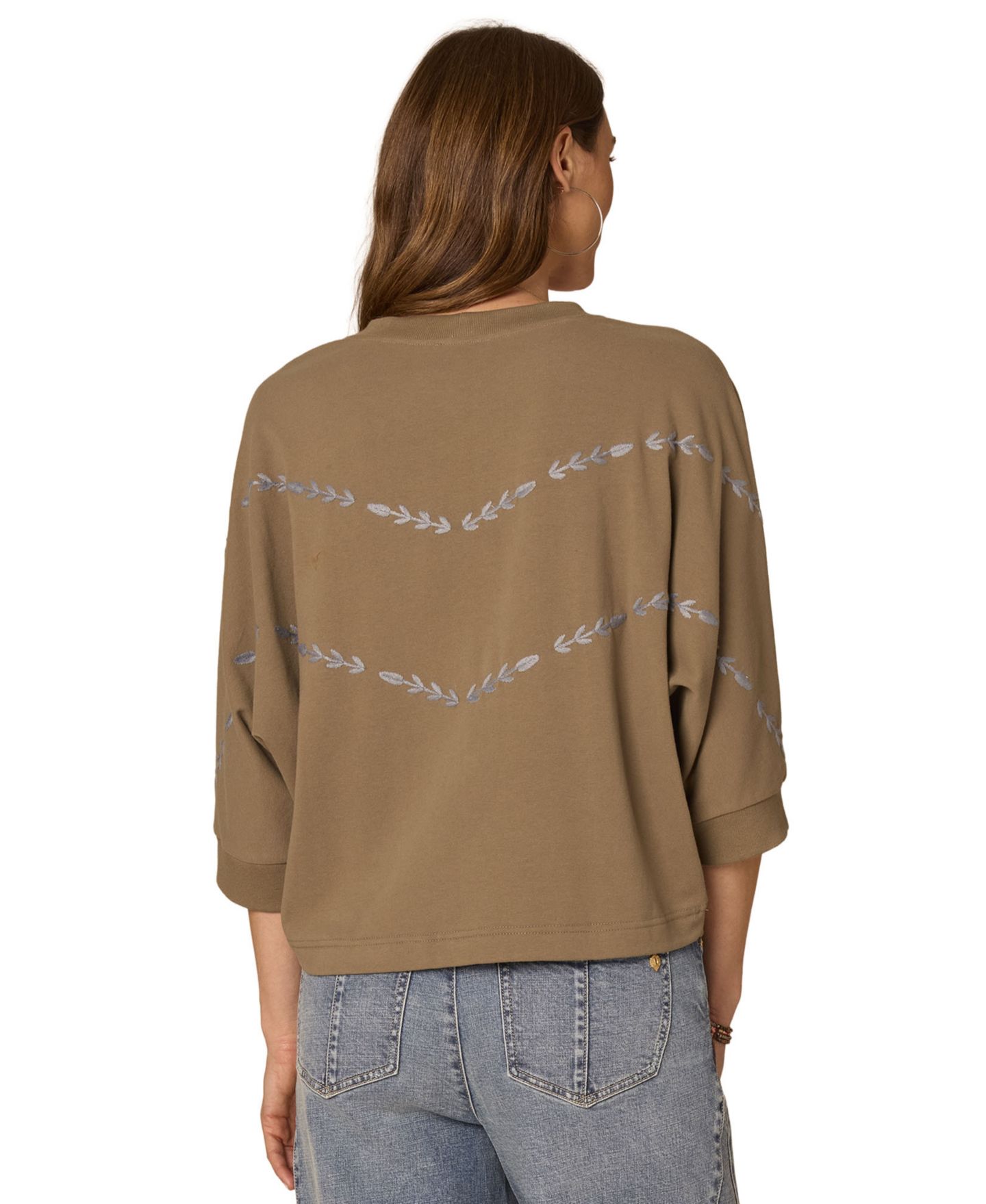 Женская блузка Democracy 3/4-Length Dolman Sleeve Scoop Neck Striped Blouse, цвет: Дубовый / Синий теневой — фото 3