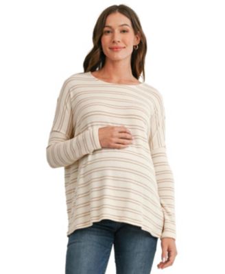 Maternity Striped Boat-Neck Long-Sleeve T-Shirt