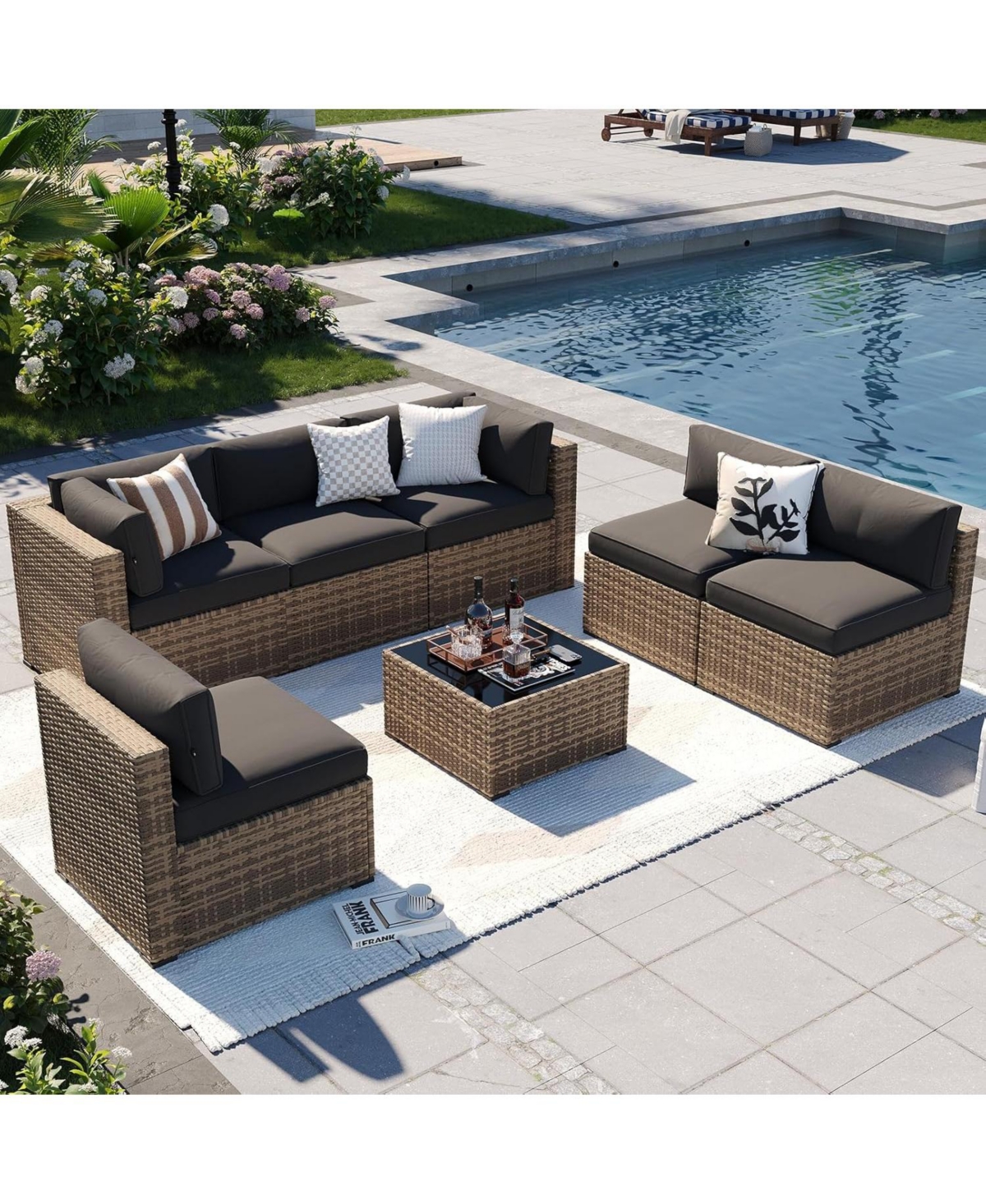 Aoxun Modular Patio Sofa Set with Optional Fire Pit