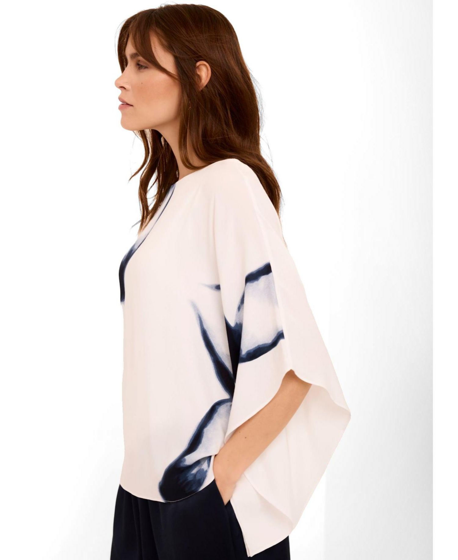 Women's Print Short-Batwing Blouse
