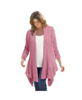 Plus Size Within Open Front Pointelle Cardigan Sweater
