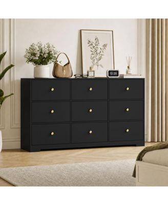 9-Drawer Dresser, 57" Engineered Wood Chest of Drawers with Anti-Tip Device & Waterproof Tabletop, for Bedroom Living Room