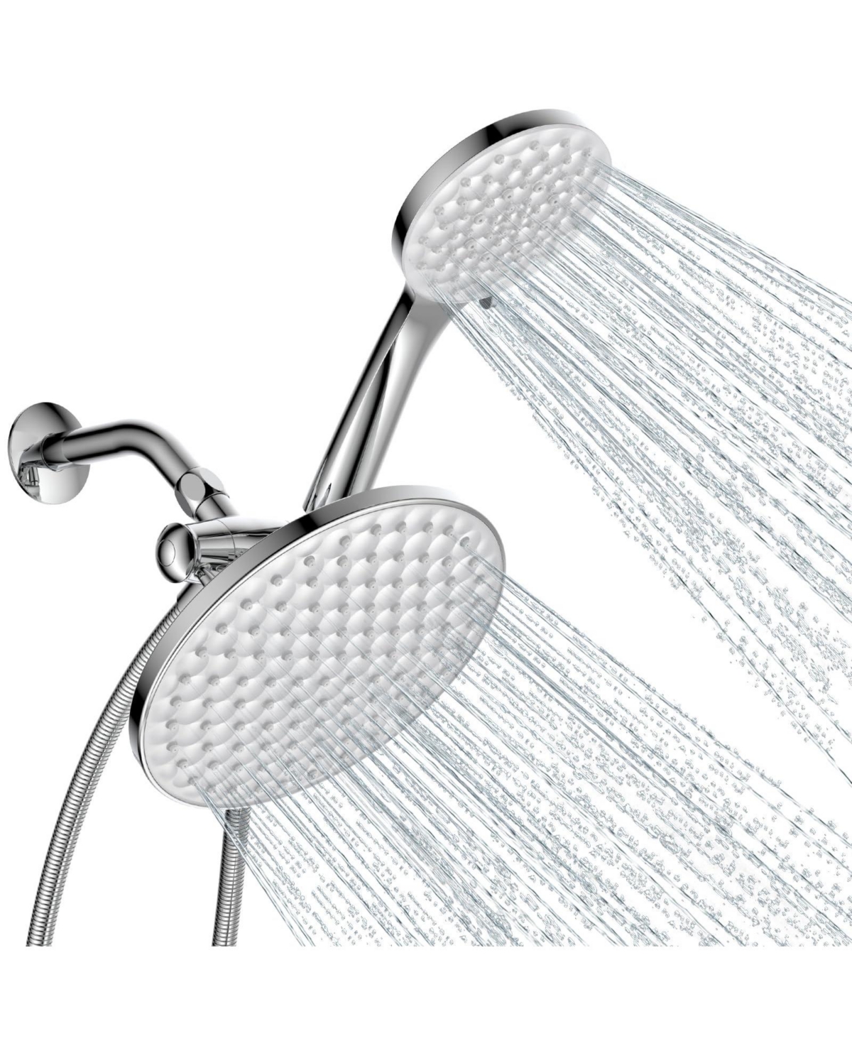 Cyqbd 8.6" Dual Shower Head Handheld Rainfall 6 Settings Hose