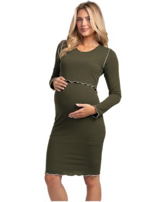Maternity Ribbed Nursing Long-Sleeve Dress