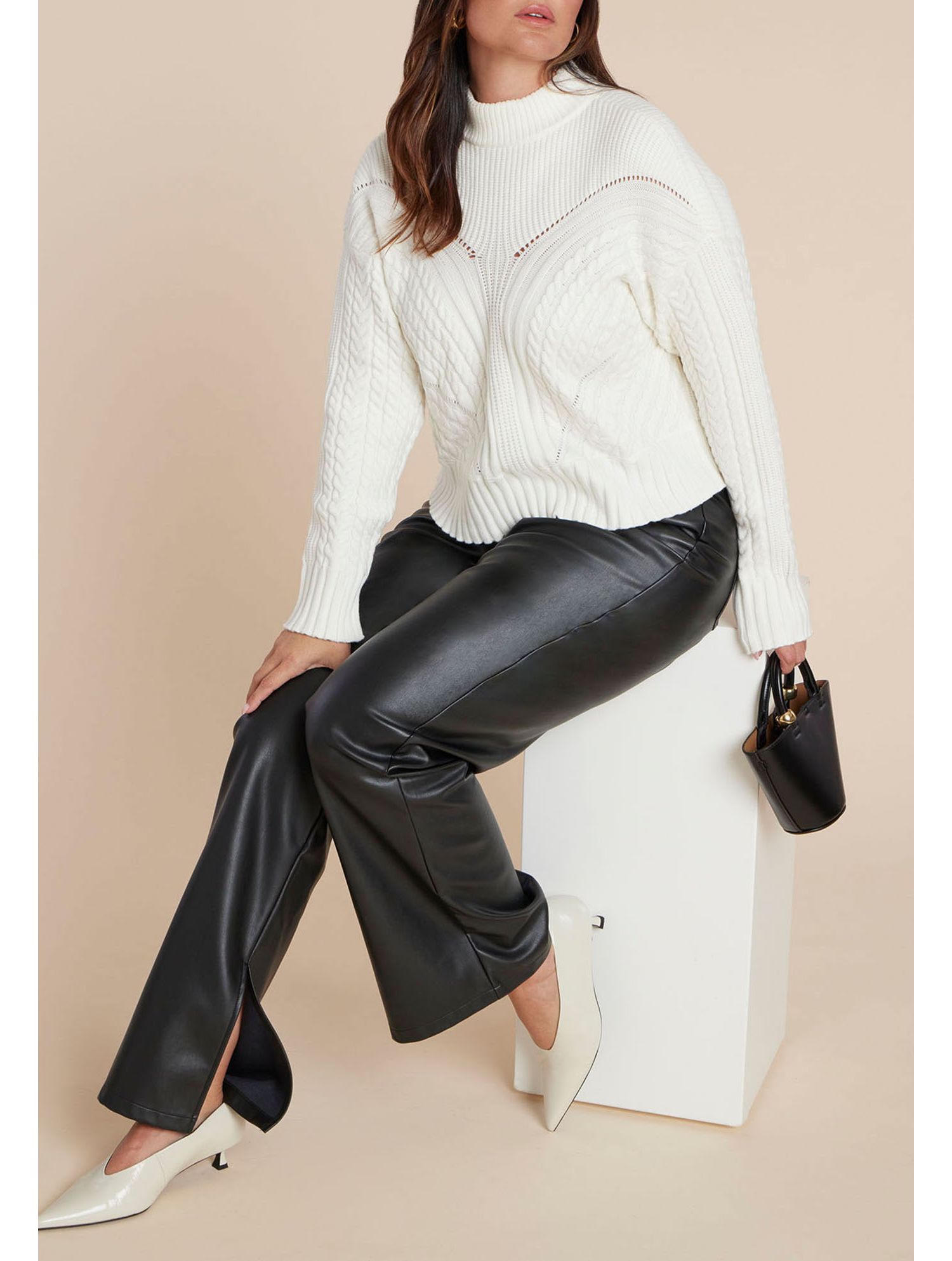 Women's Cableknit Funnelneck Sweater