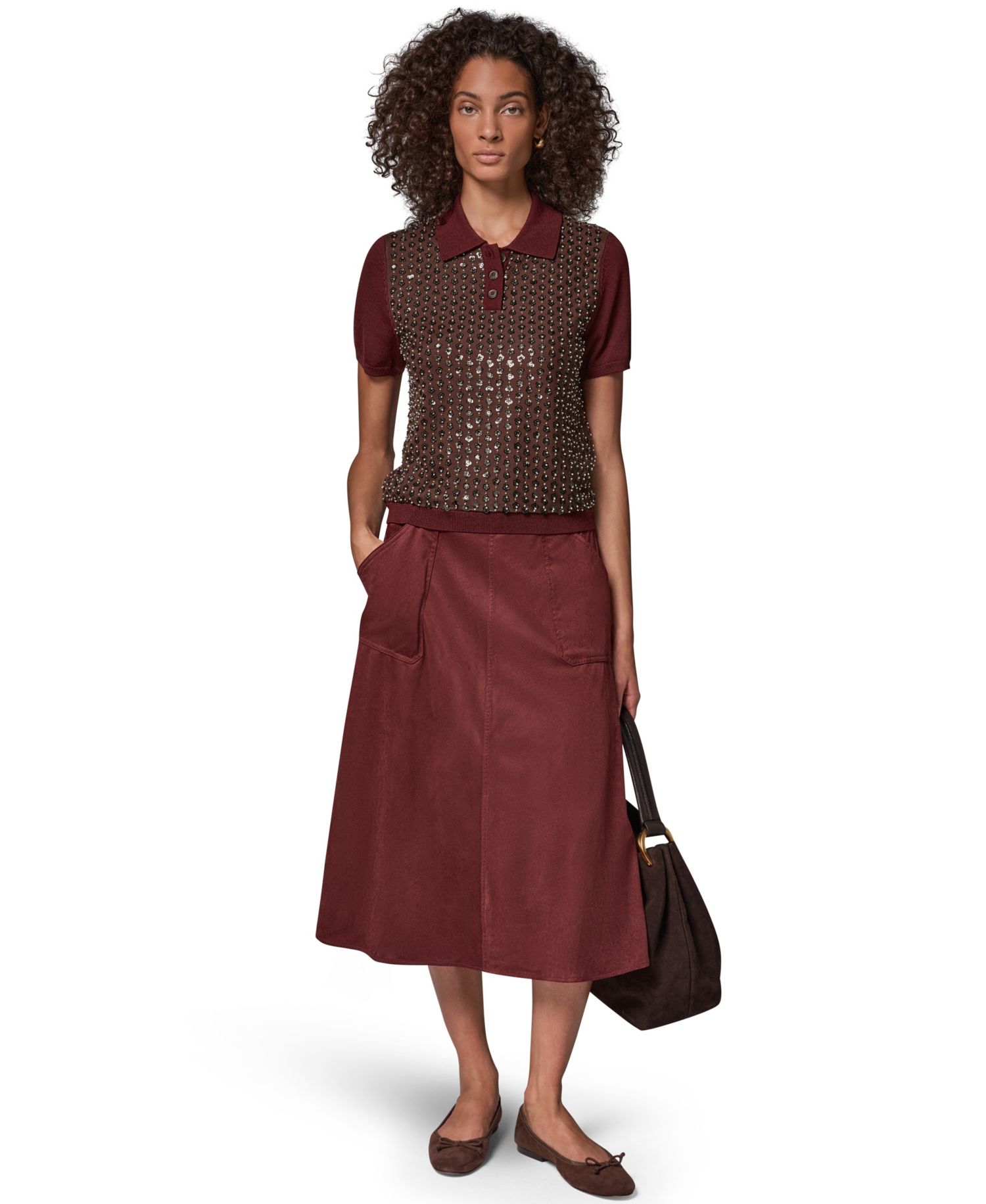 Women's Microsuede A-Line Midi Skirt