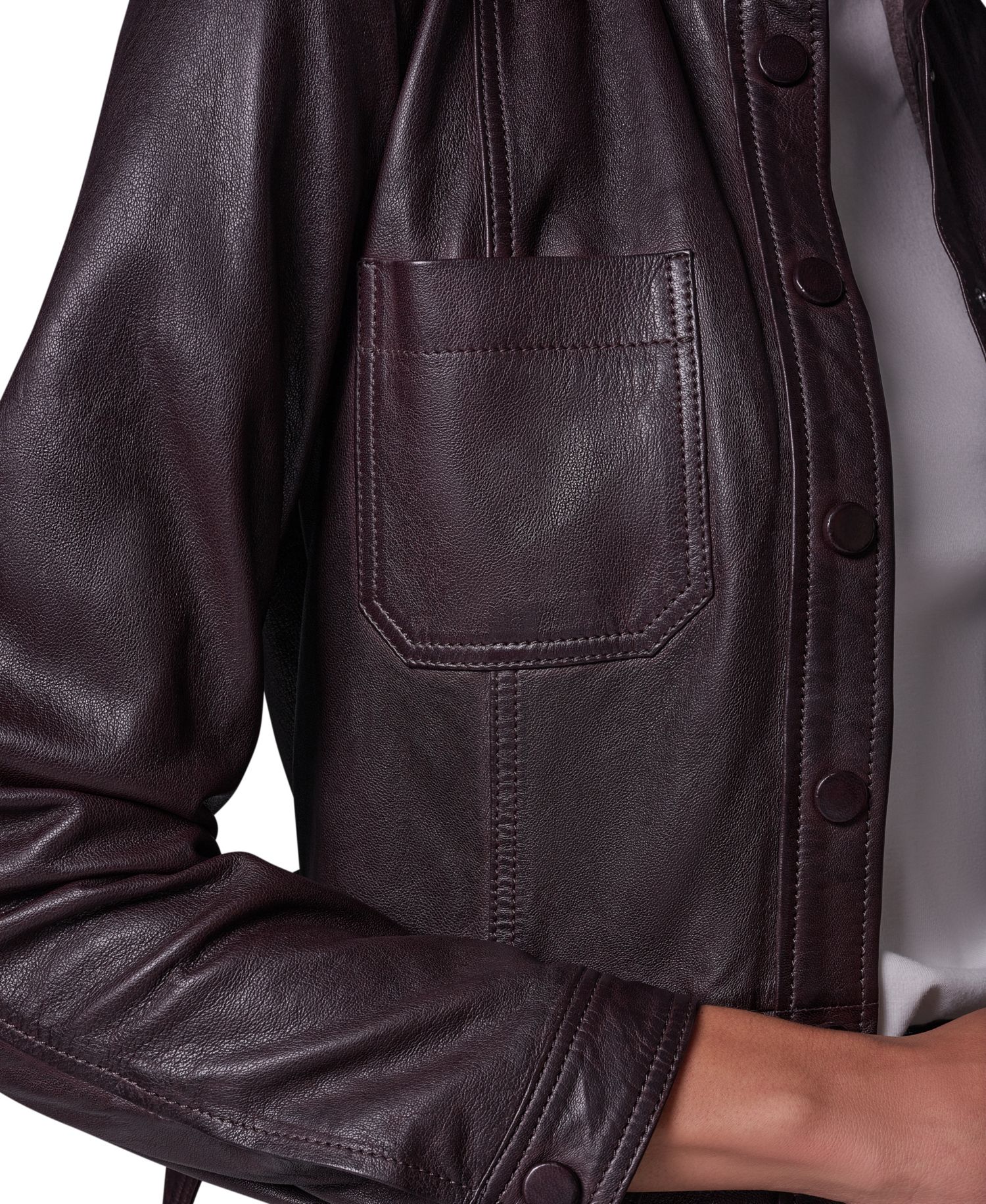 Women's Long-Sleeve A-Line Collared Leather Shirt Dress