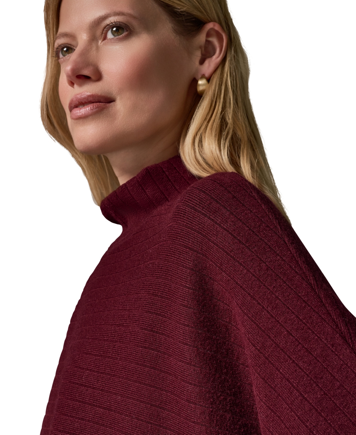 Donna Karan Weekend Women's Brushed-Rib Dolman-Sleeve Mock Neck Pullover
