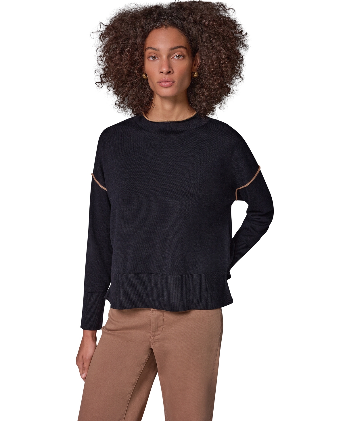 Donna Karan Weekend Women's Oversized Mock Neck Cotton Sweater