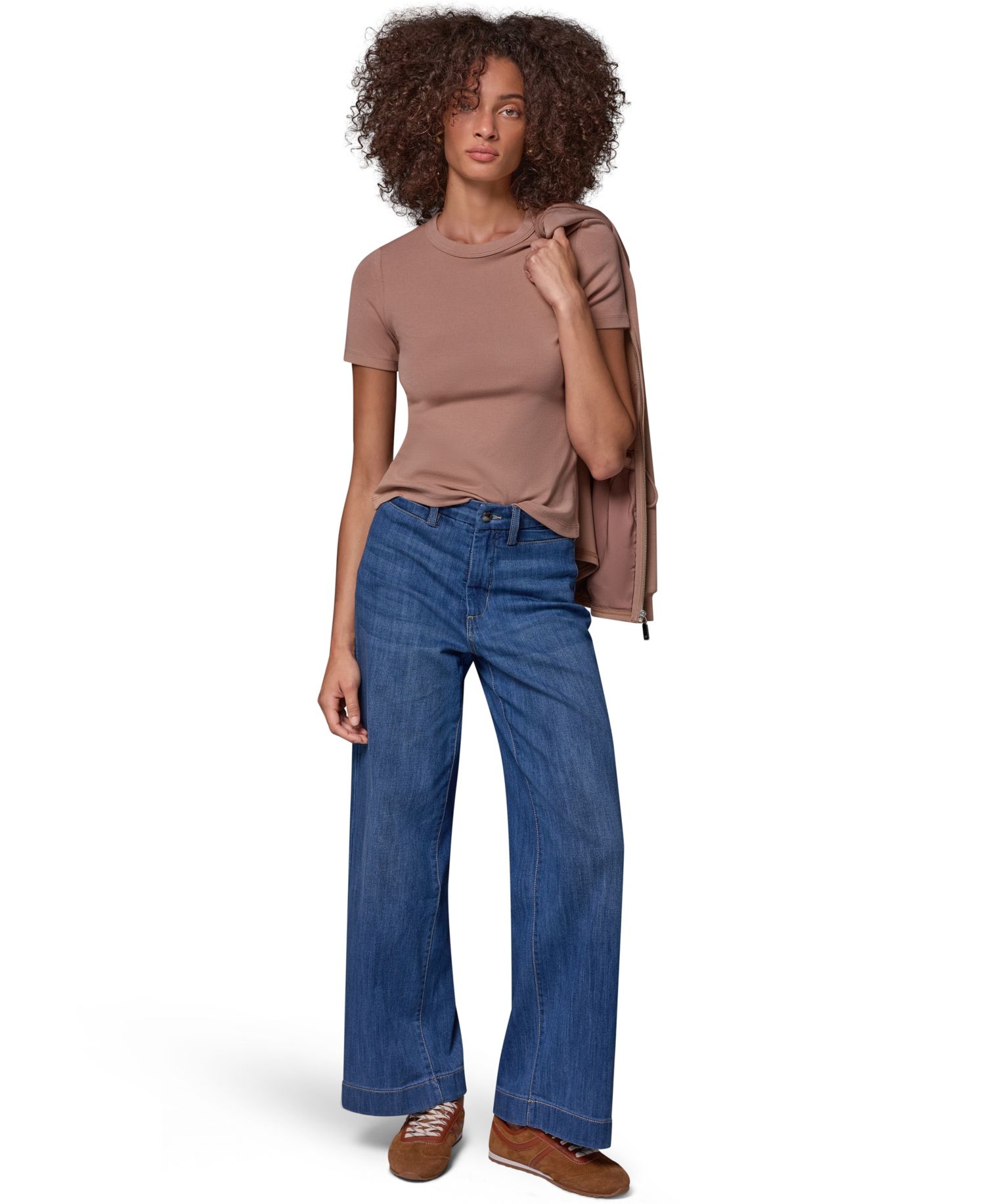 Women's Cotton-Modal Blend Crewneck Fitted T-Shirt