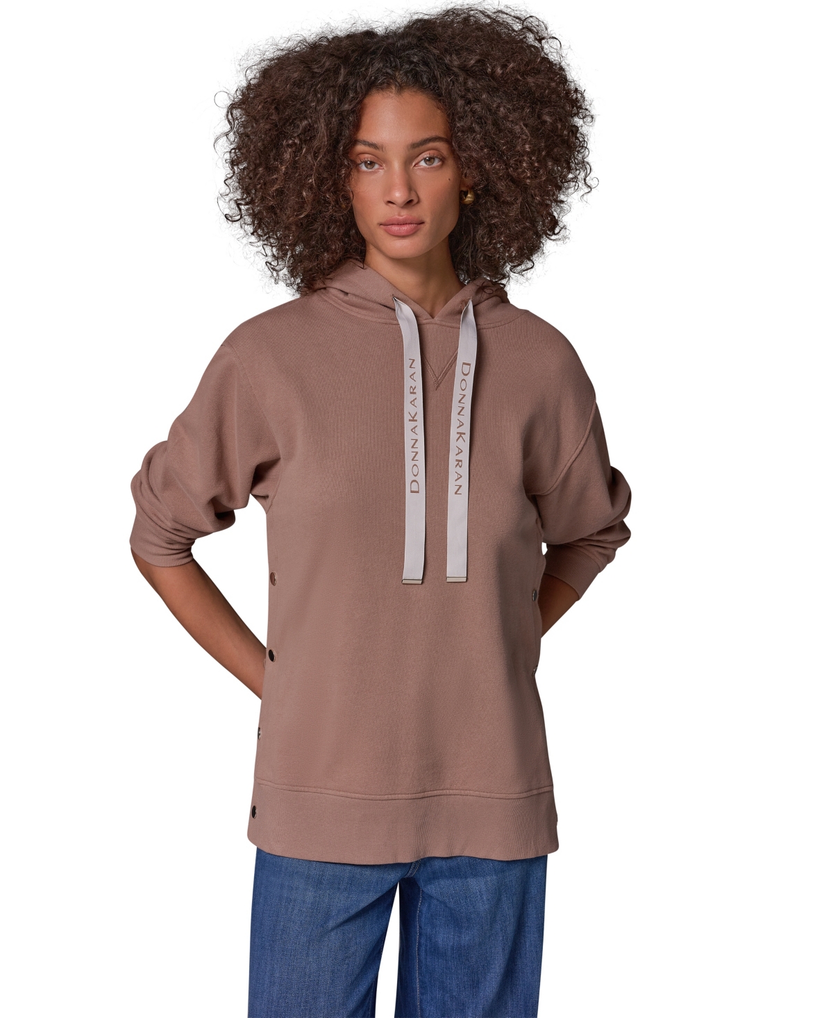 Donna Karan Weekend Women's French-Terry Long-Sleeve Side-Snap Hoodie