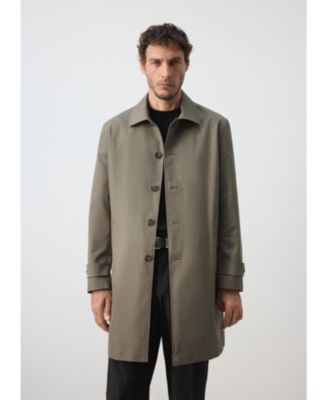 Men's Water-Repellent Straight-Fit Mid-Length Trench Coat