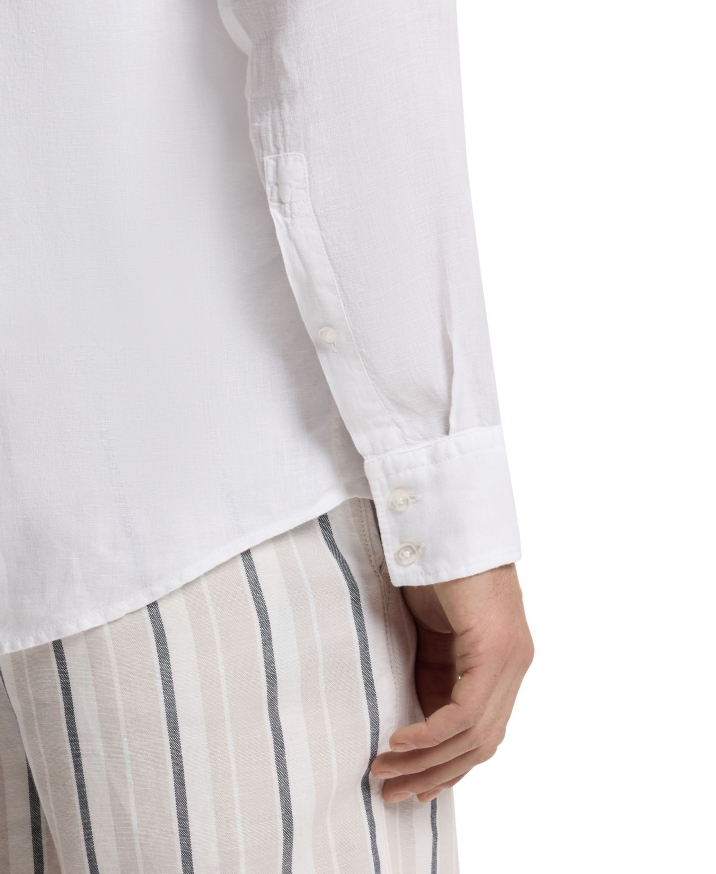 Мужская рубашка Hugo Boss Linen Regular-Fit Button-Down, цвет: Белый — фото 5