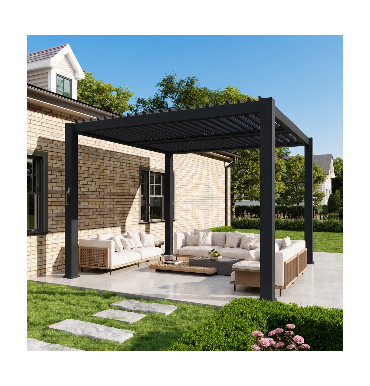 Aoxun Louvered Pergola with Mg-Al-Zn Steel Frame