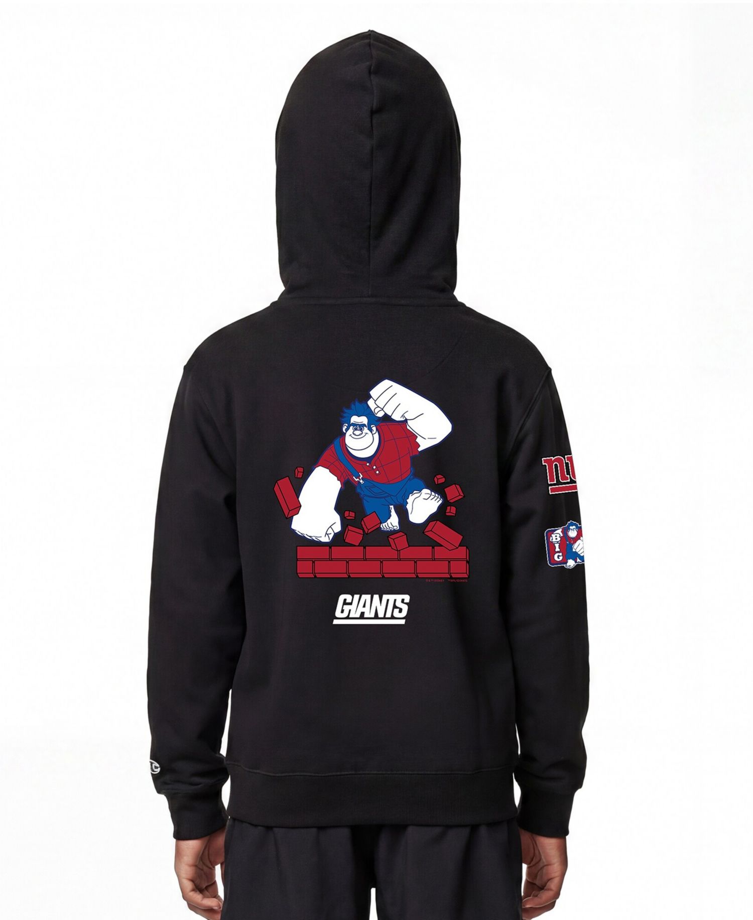 Big Boys and Girls Black New York Giants Disney X Champion Full-Zip Hoodie