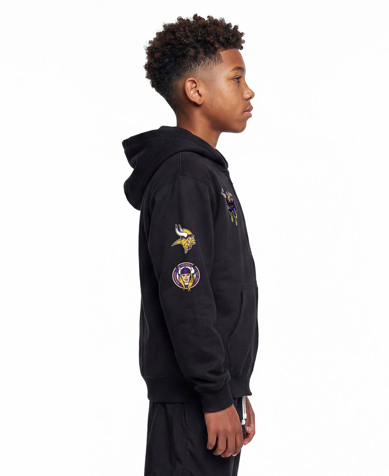 Big Boys and Girls Black Minnesota Vikings Disney X Champion Full-Zip Hoodie