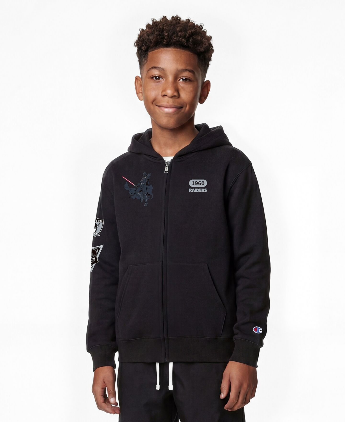 Детское худи Champion Black Las Vegas Raiders Disney X Champion Full-Zip — фото 1