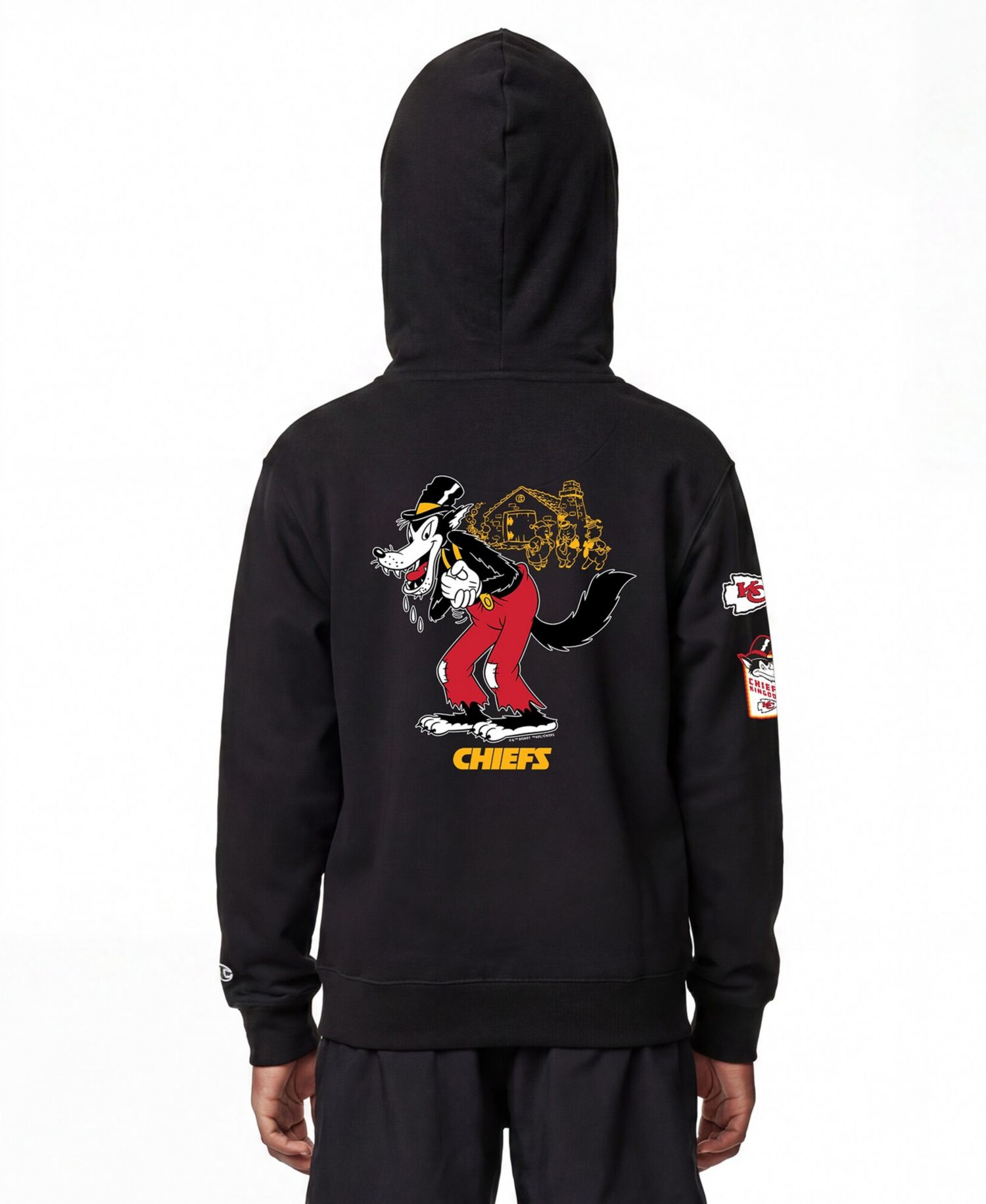 Big Boys and Girls Black Kansas City Chiefs Disney X Champion Full-Zip Hoodie