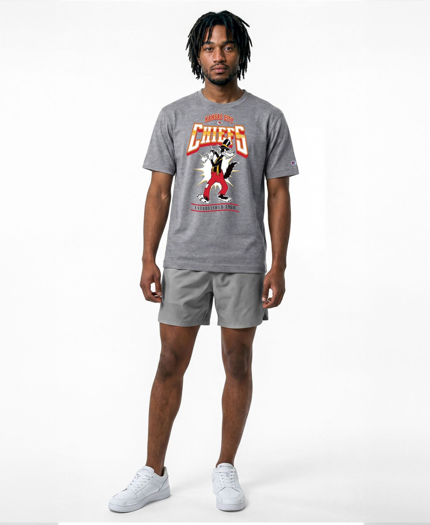 Мужская футболка Champion Gray Kansas City Chiefs Disney X Champion All Star — фото 3