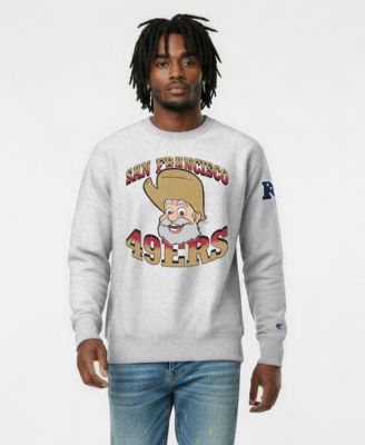 Men's Silver San Francisco 49ers Disney X Champion Reverse Weave Fleece Crewneck Sweatshirt