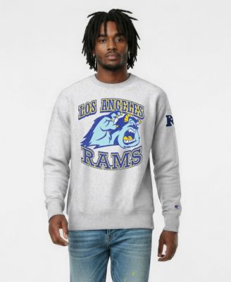 Men's Silver Los Angeles Rams Disney X Champion Reverse Weave Fleece Crewneck Sweatshirt