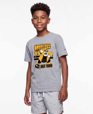 Big Boys and Girls Heather Gray Pittsburgh Steelers Disney X Champion T-Shirt