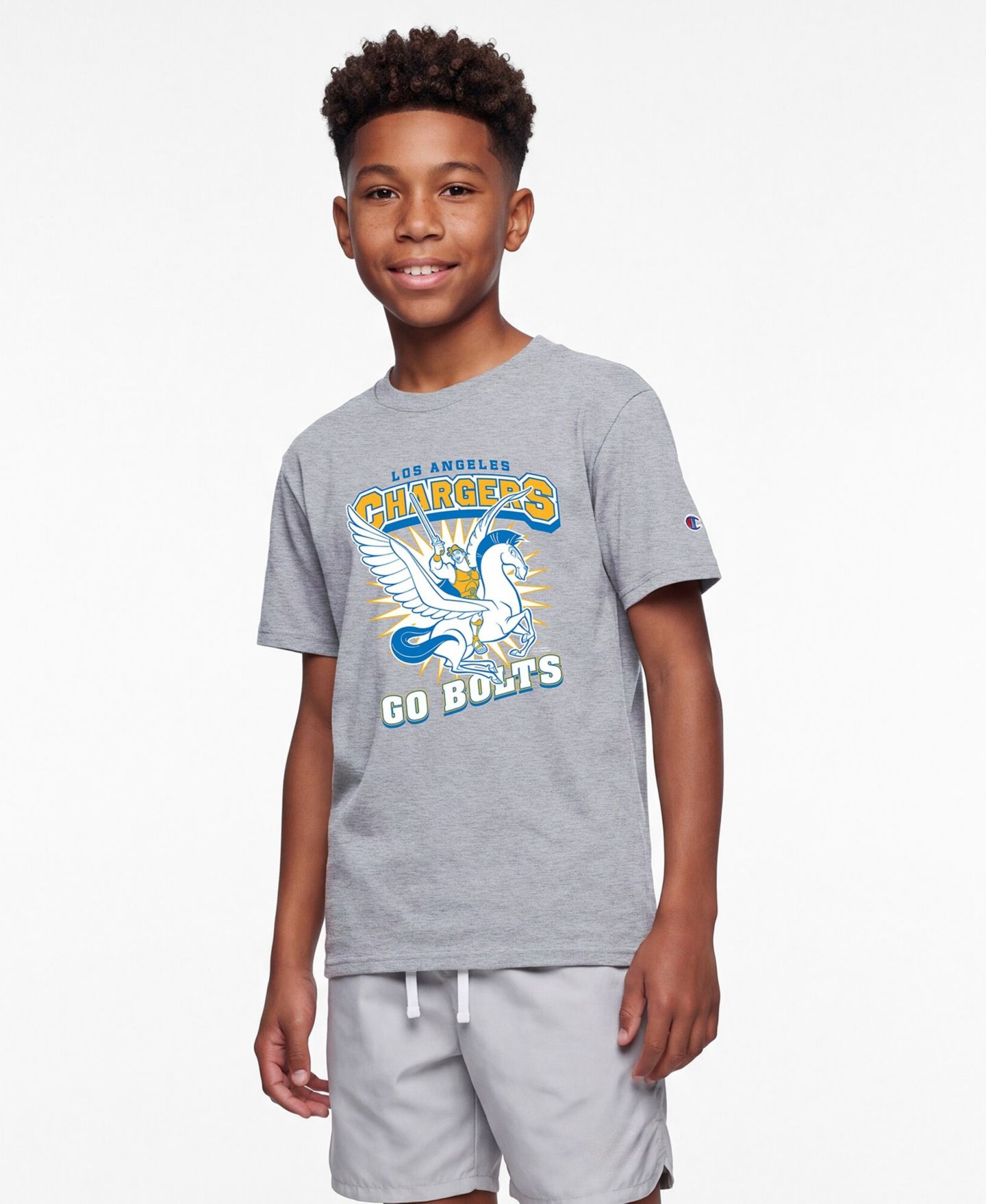 Детская футболка Champion Heather Gray Los Angeles Chargers Disney X Champion — фото 1