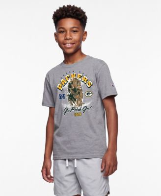Big Boys and Girls Heather Gray Green Bay Packers Disney X Champion T-Shirt