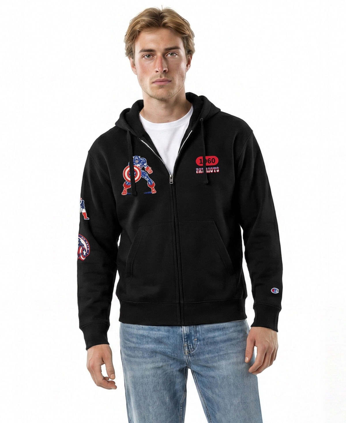 Champion Men's Black New England Patriots Disney X Champion All Star Full-Zip Hoodie - Black