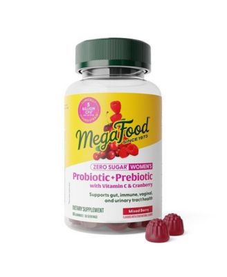 Womens Probiotic + Prebiotic Zero Sugar Gummies Vitamin C and Cranberry 60 Mixed Berry Gummies