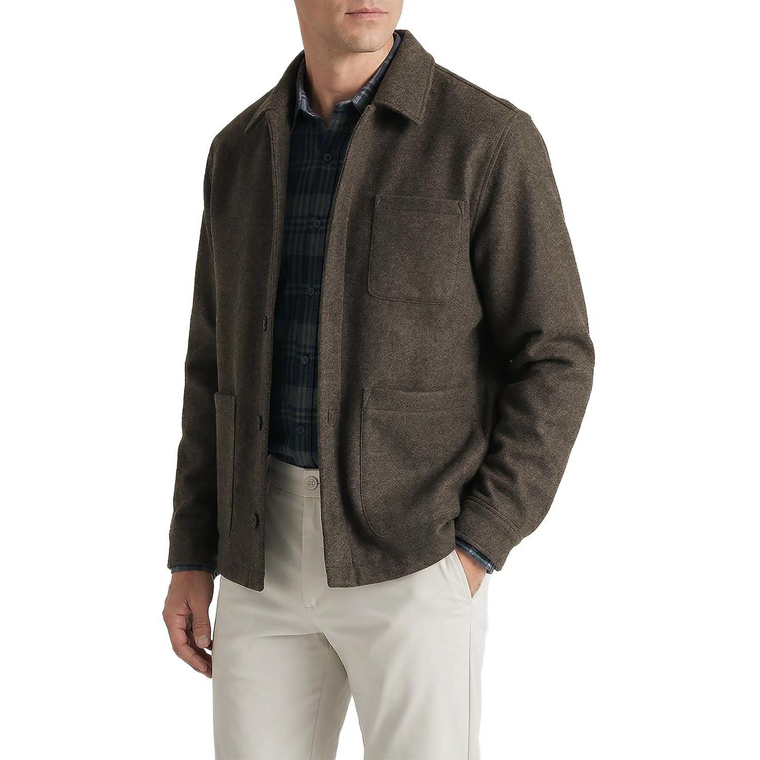 Men's Relaxed-Fit Wool-Like Shirt Jacket