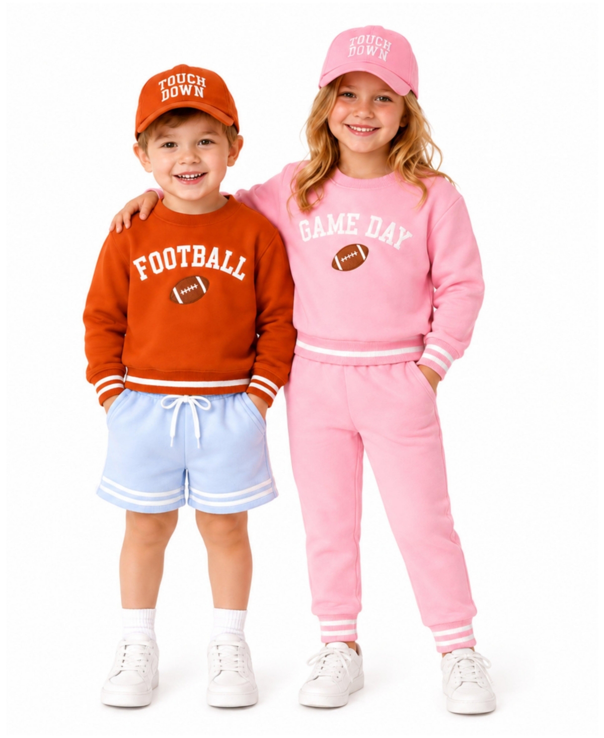 Bits & Bows Boys' and Girls' 2T-5T Football Long-Sleeve Crewneck Sweatshirt