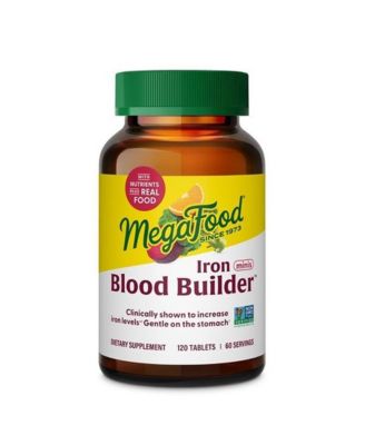 Blood Builder Iron Supplement for Women and Men with Vitamin C B12 and Folic Acid 120 Mini Tablets