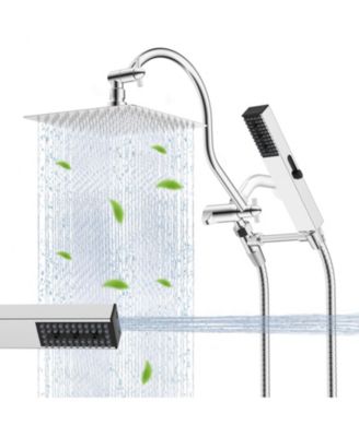 10'' Metal Rainfall Handheld Shower Extension Arm 4-Spray Hose