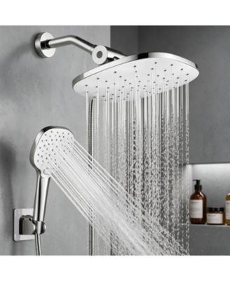 10" Rain Shower Head Handheld Spray Dual Set Hose Holder